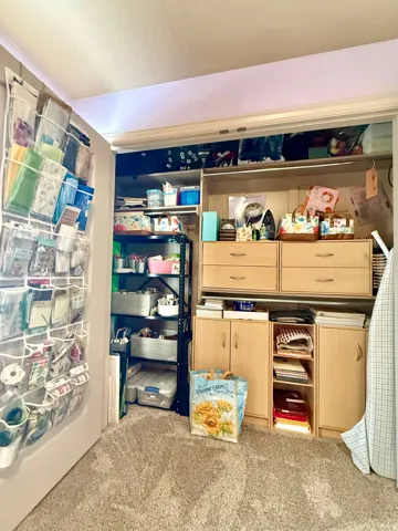 Built-in cabinetry with drawers, shelving, and cabinet storage