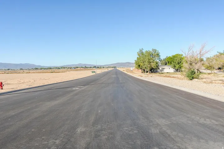 Paved asphalt road with undeveloped land borders