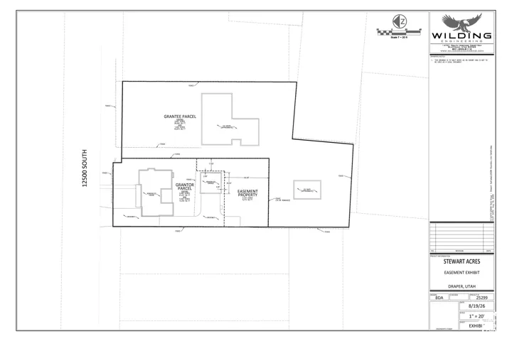 Easement Exhibit. Illustrating the property boundaries and designated easement areas