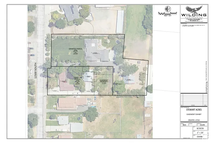 Easement Exhibit. Illustrating the property boundaries and designated easement areas