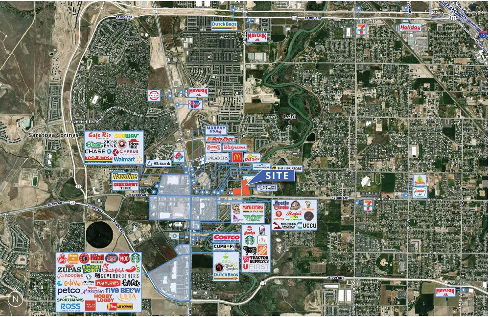 Aerial Map with Site Identification. Visual representation of the property's geographic location and commercial context