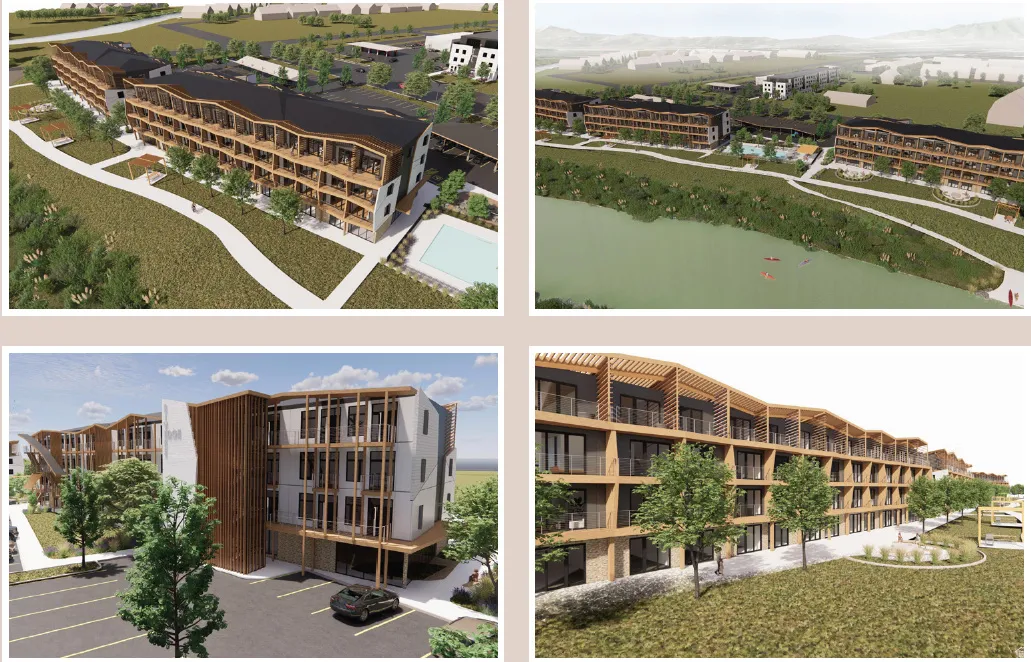 Architectural Rendering. Illustrating the property's exterior design and surrounding landscape features