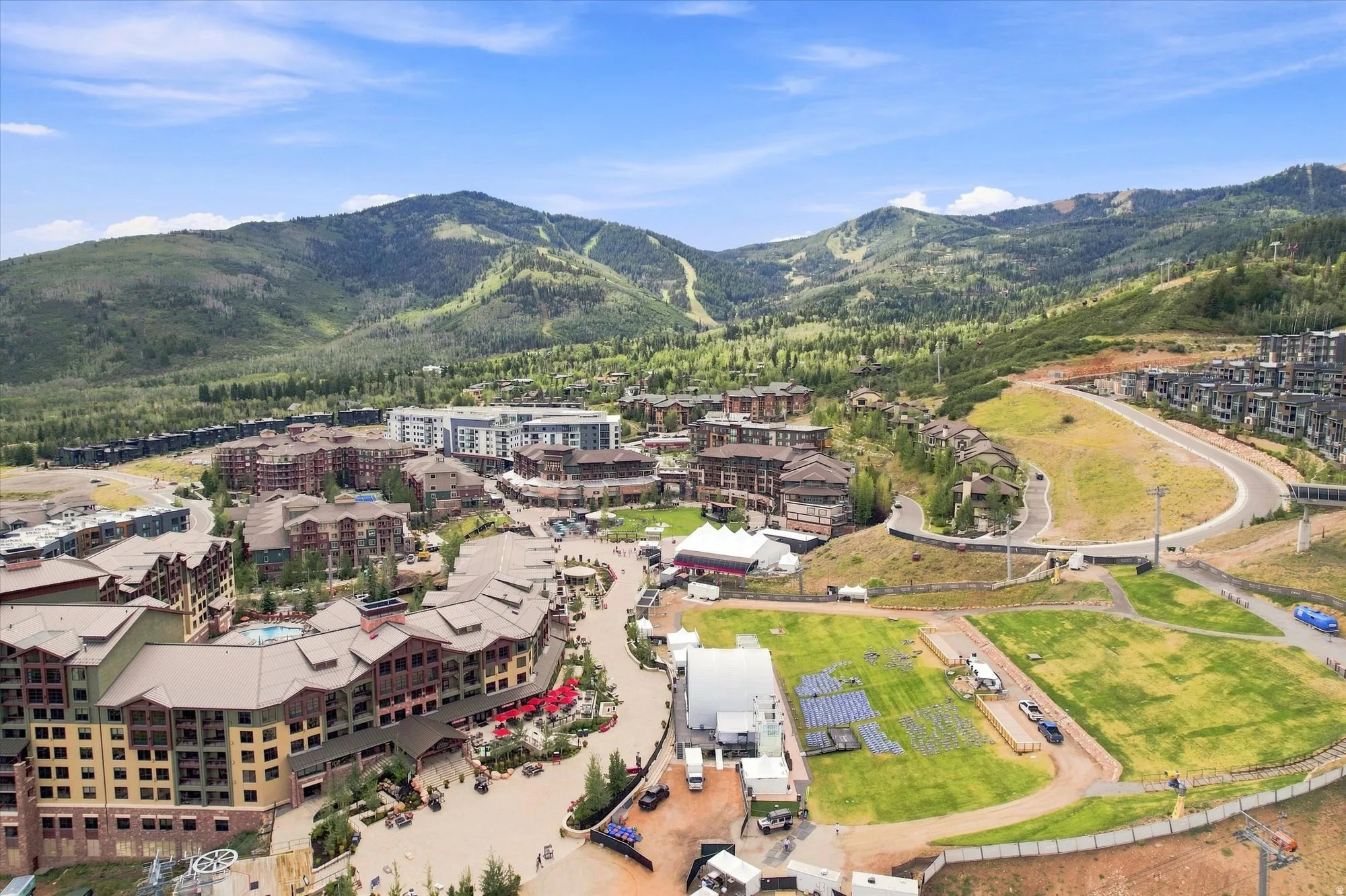 Expansive mountain landscape with diverse residential and commercial structures