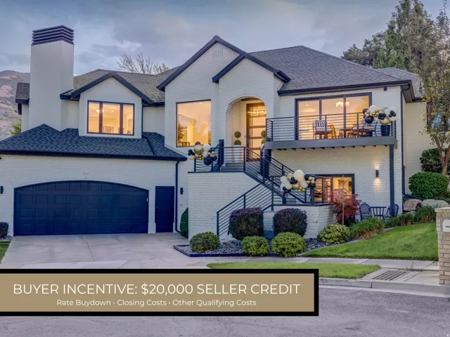 Contemporary white brick exterior with dark trim accents