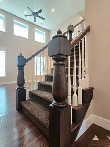 Close up of the Newel post