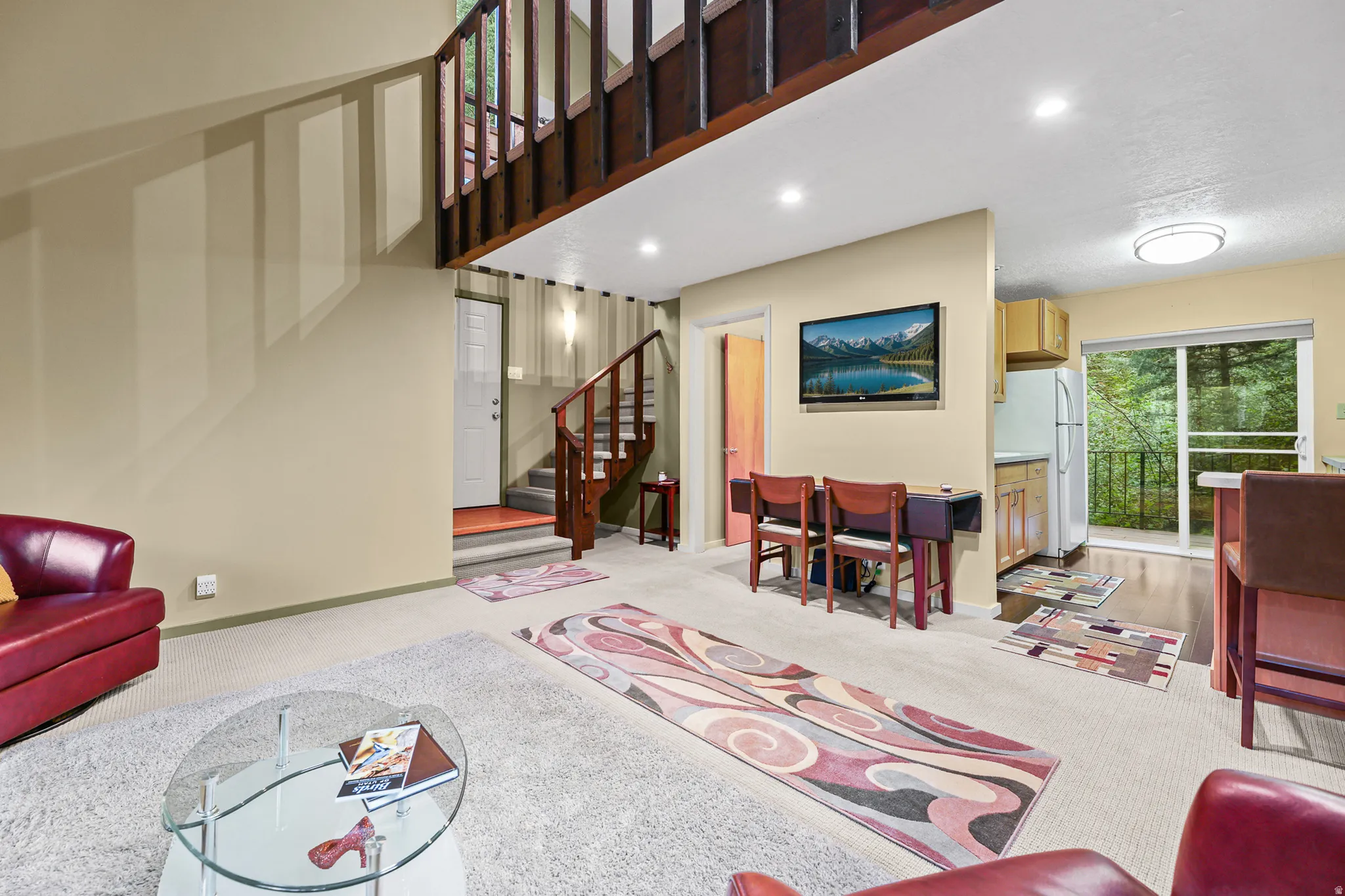 Expansive living area with high ceilings
