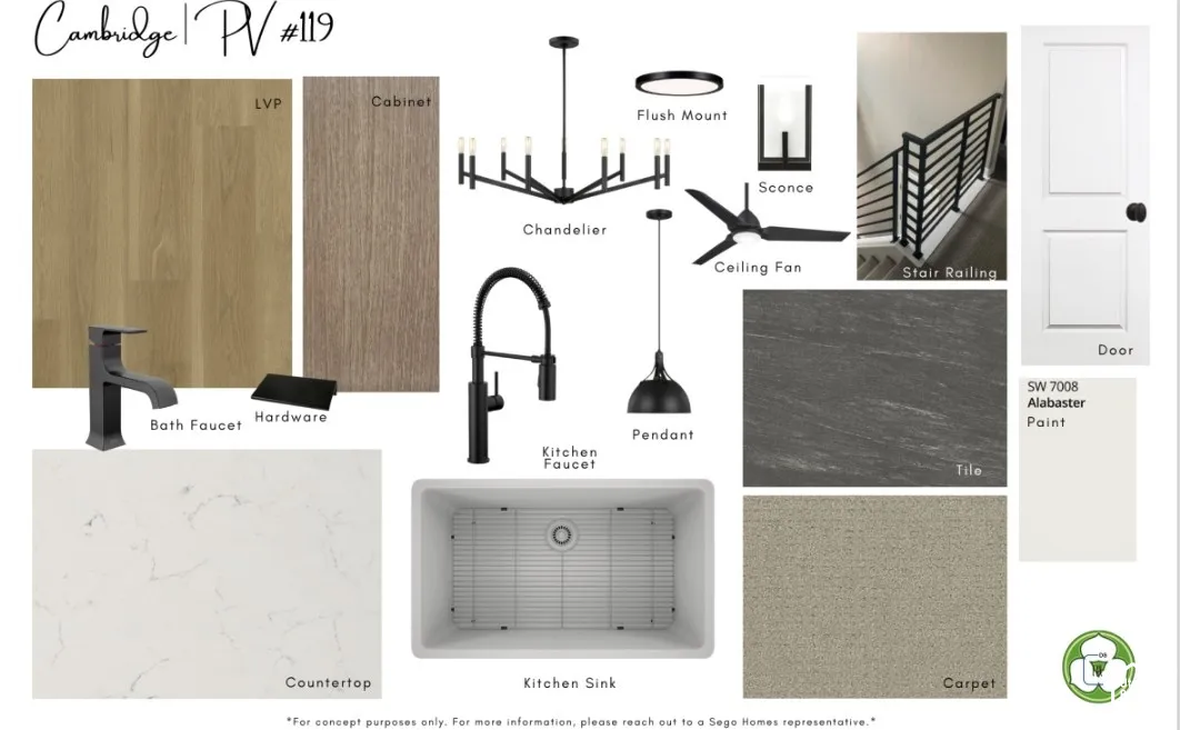 Design Board. Illustrating a selection of interior finishes and fixtures for the property