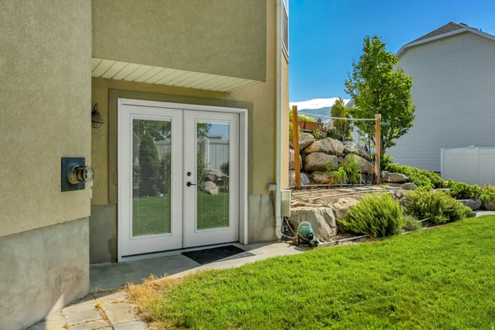 Walkout access with double glass-paneled doors