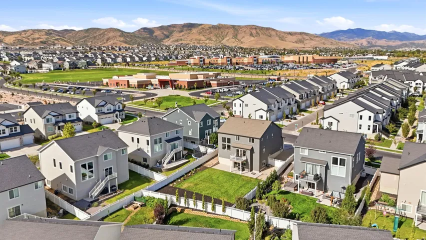 Expansive suburban development with varied residential architecture