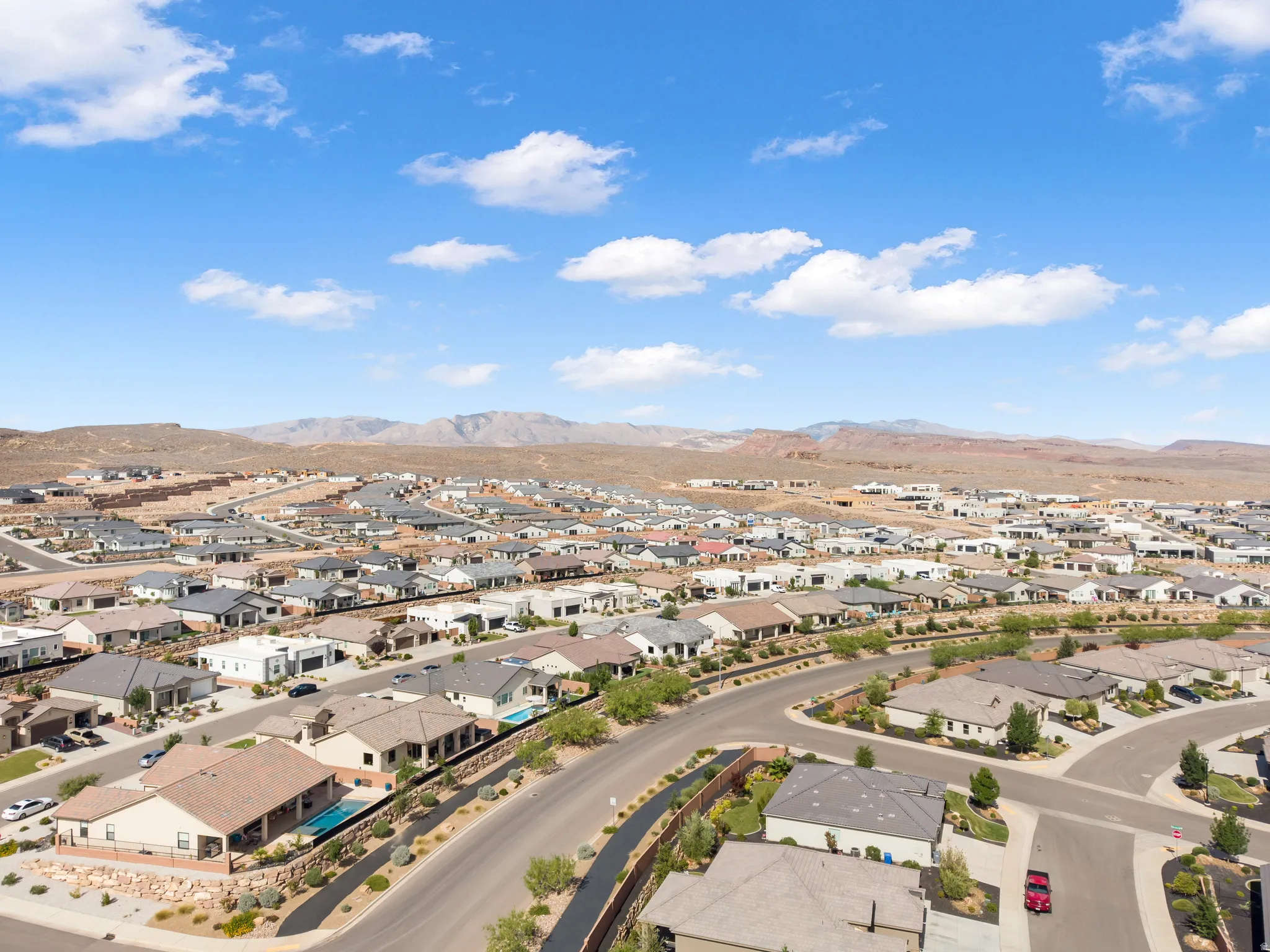 Expansive neighborhood setting with numerous single-story residences
