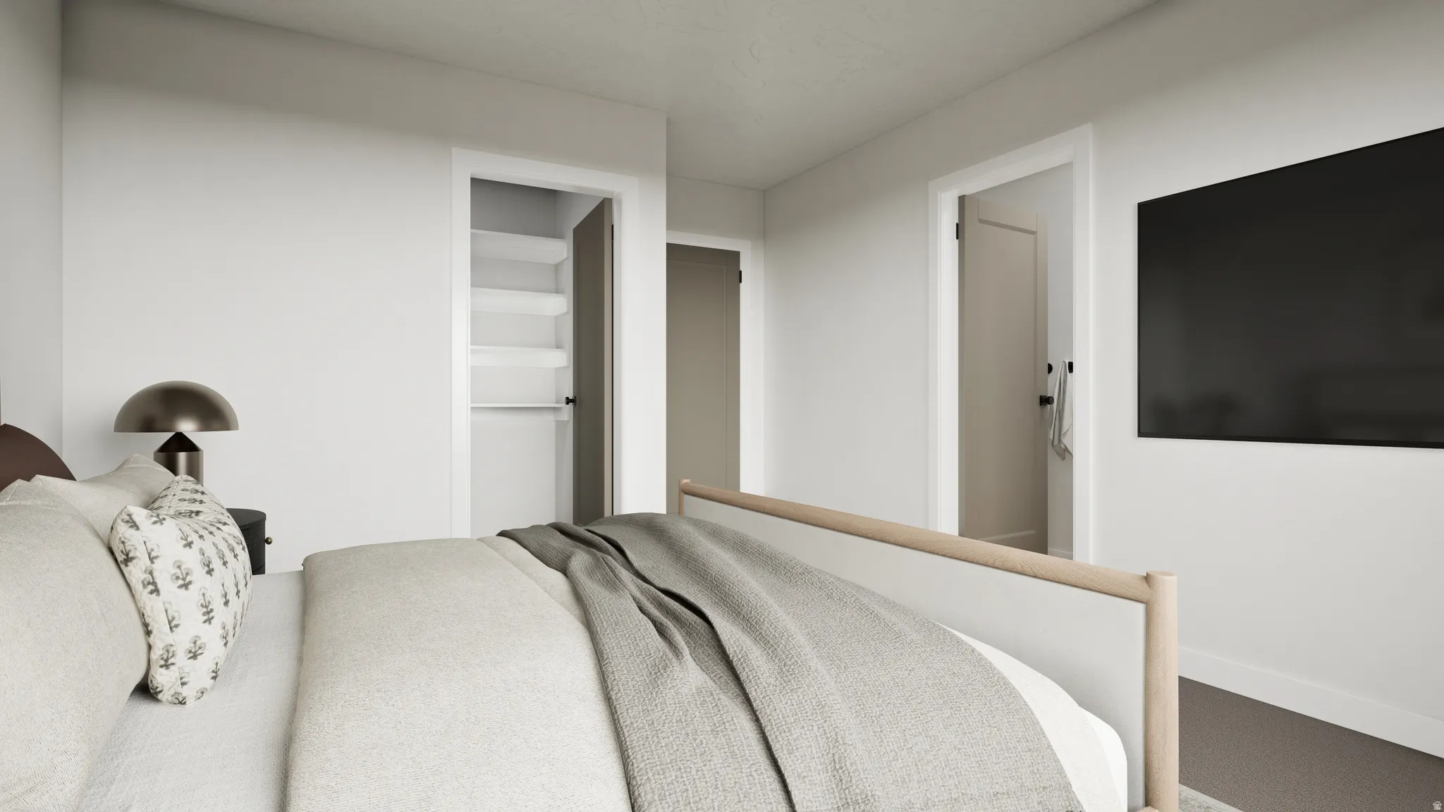 Recessed closet with integrated shelving