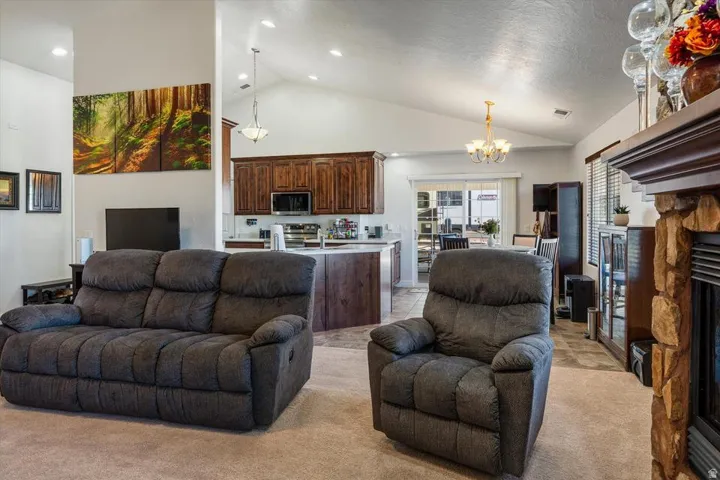 Vaulted ceilings with recessed lighting