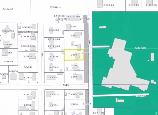 Plat Map. Illustrating property divisions and lot identification numbers, with the subject property highlighted