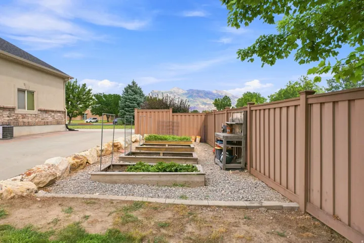 Raised garden beds with gravel pathways