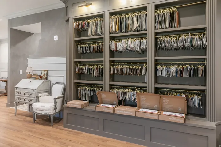 Wood-finish flooring with wainscoting and crown molding