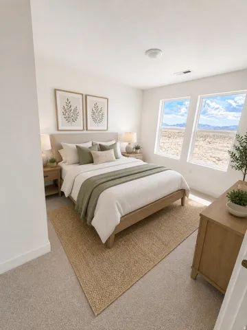 Recessed lighting, light-toned carpeting, and multiple windows