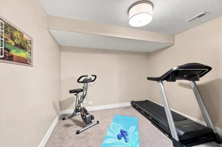 Recessed ceiling feature with a flush mount light fixture