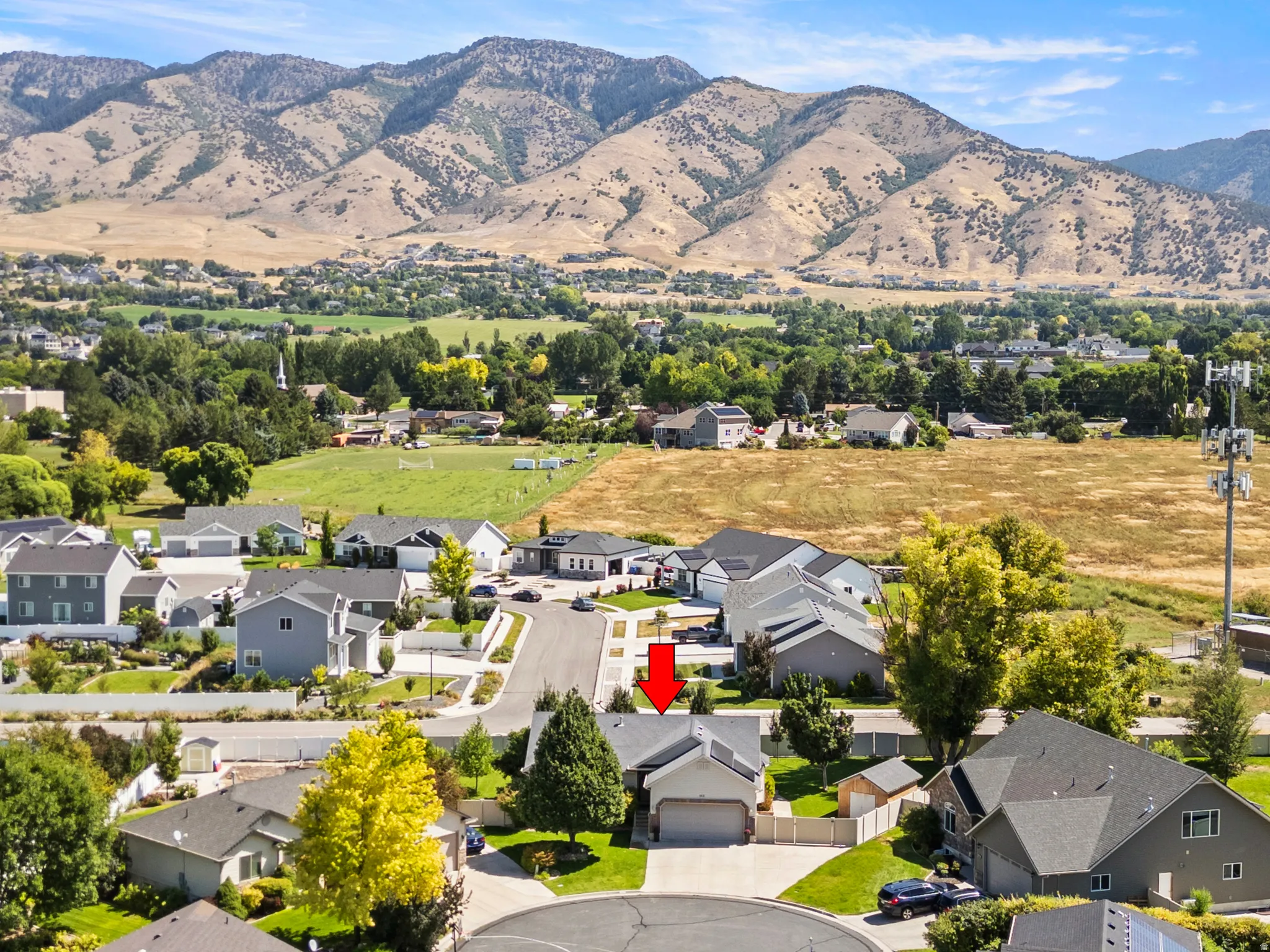 Aerial view of a residential property