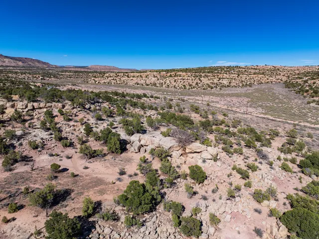 Expansive desert landscape featuring varied terrain, scattered native vegetation, and distant mountain ranges