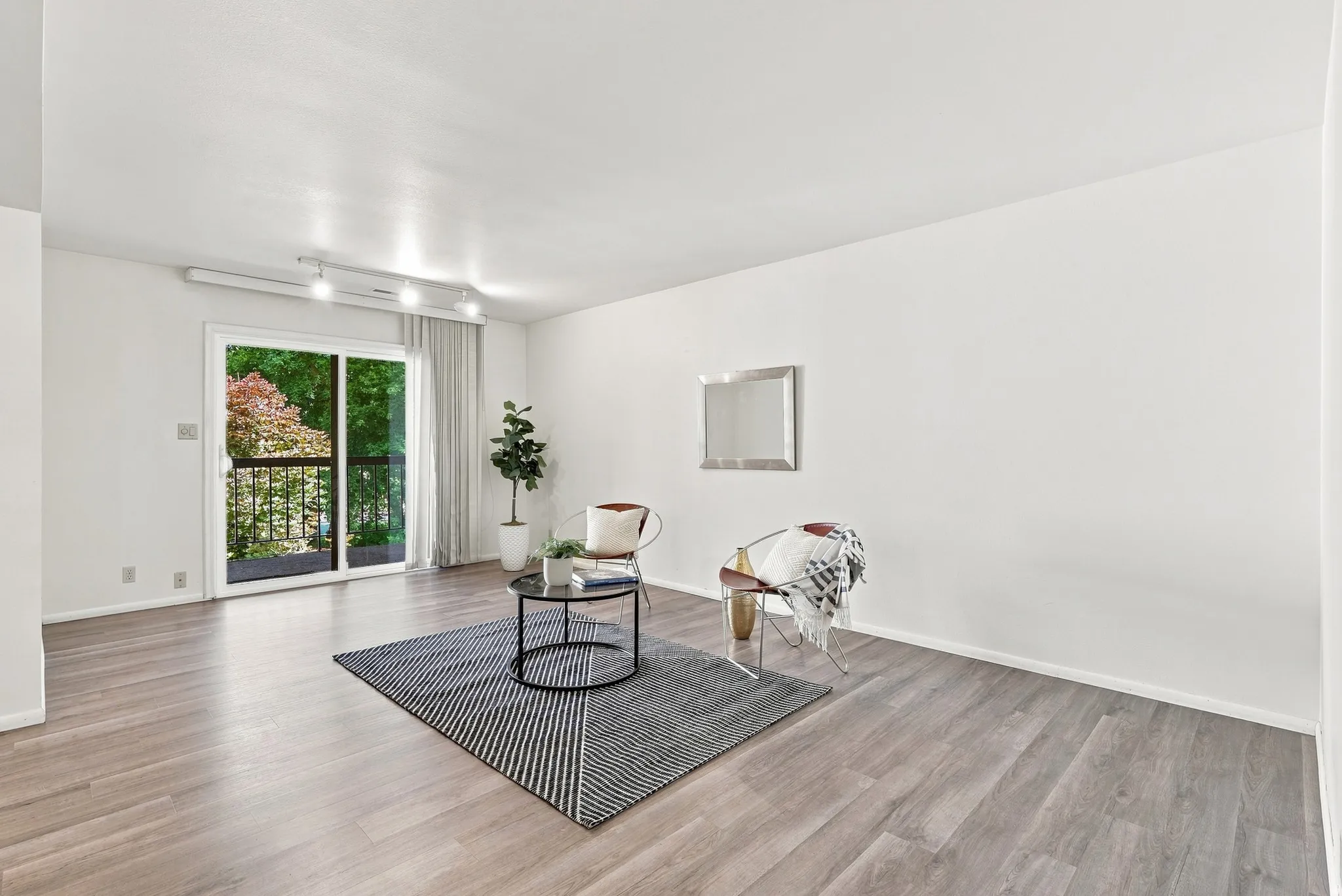 Living/dining room with solid surface flooring