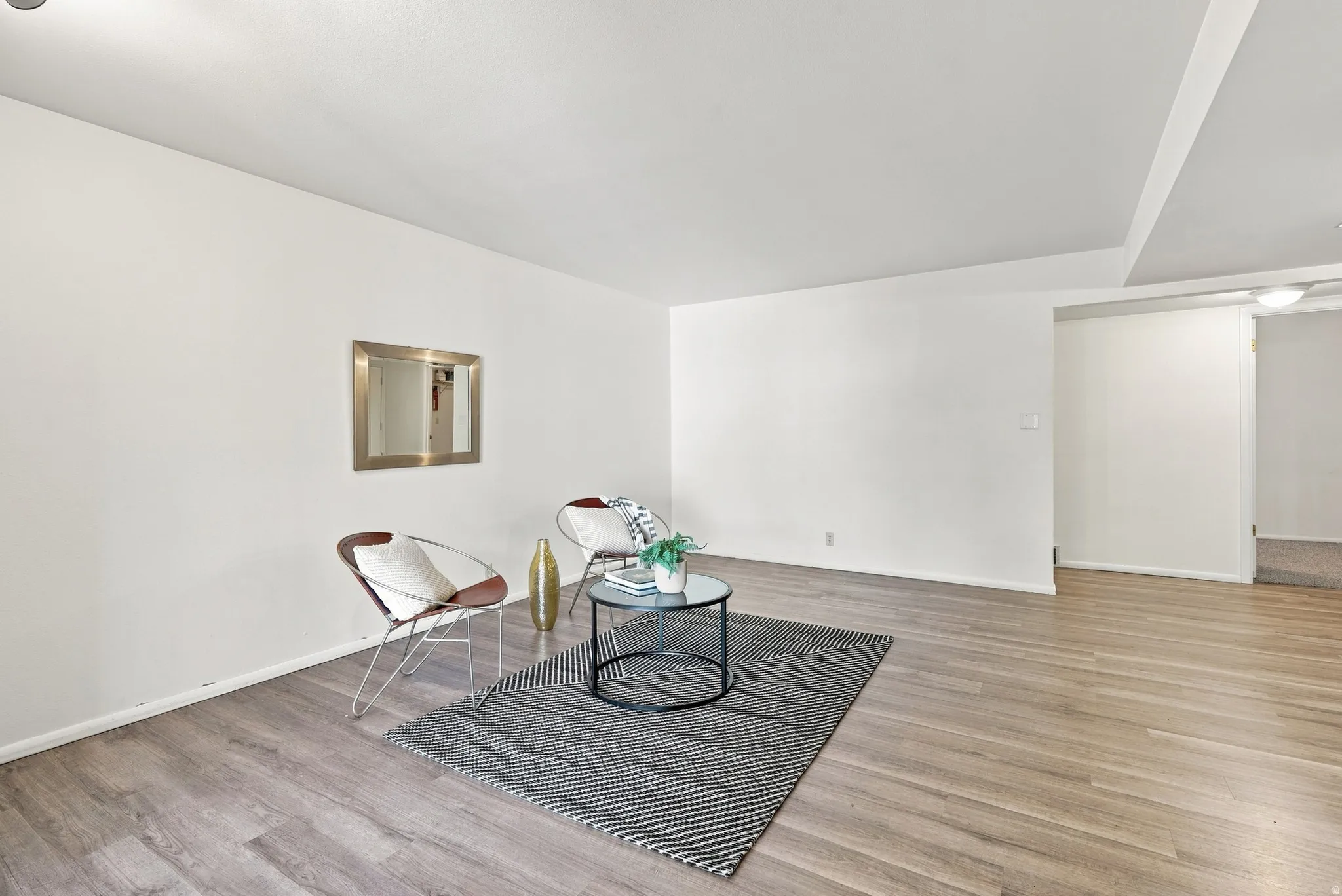 Living/dining room with solid surface flooring