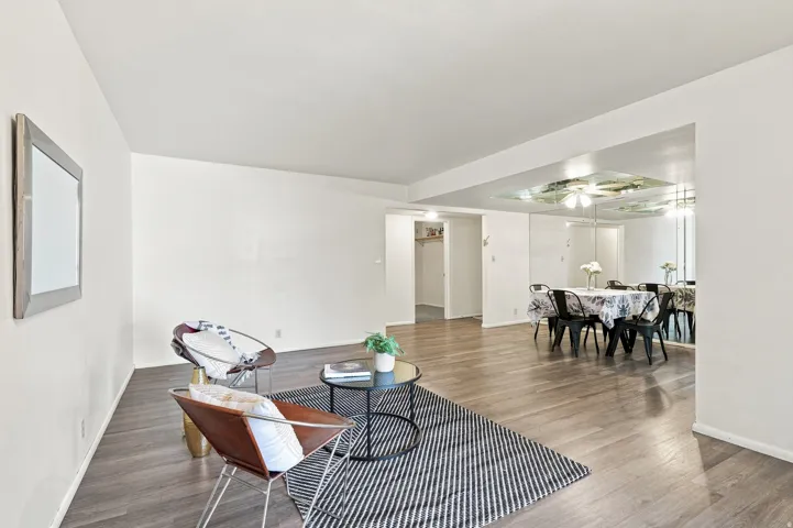 Living/dining room with solid surface flooring