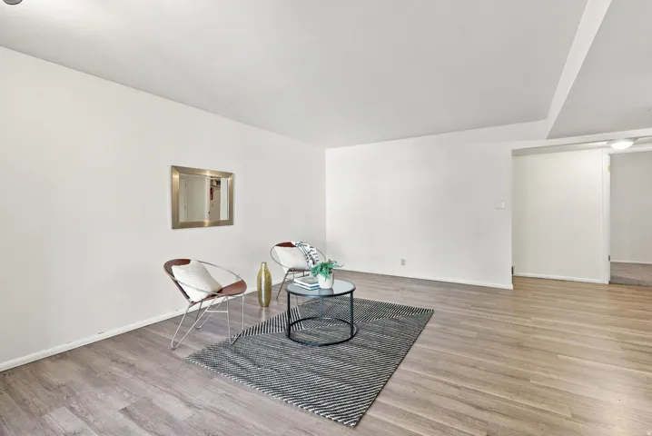 Living/dining room with solid surface flooring