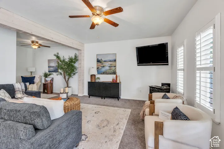 White walls with textured wood-finish ceiling beams