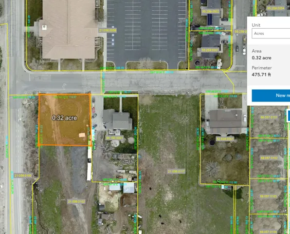Plat Map. Displaying the property's area and perimeter measurements within a larger land division context