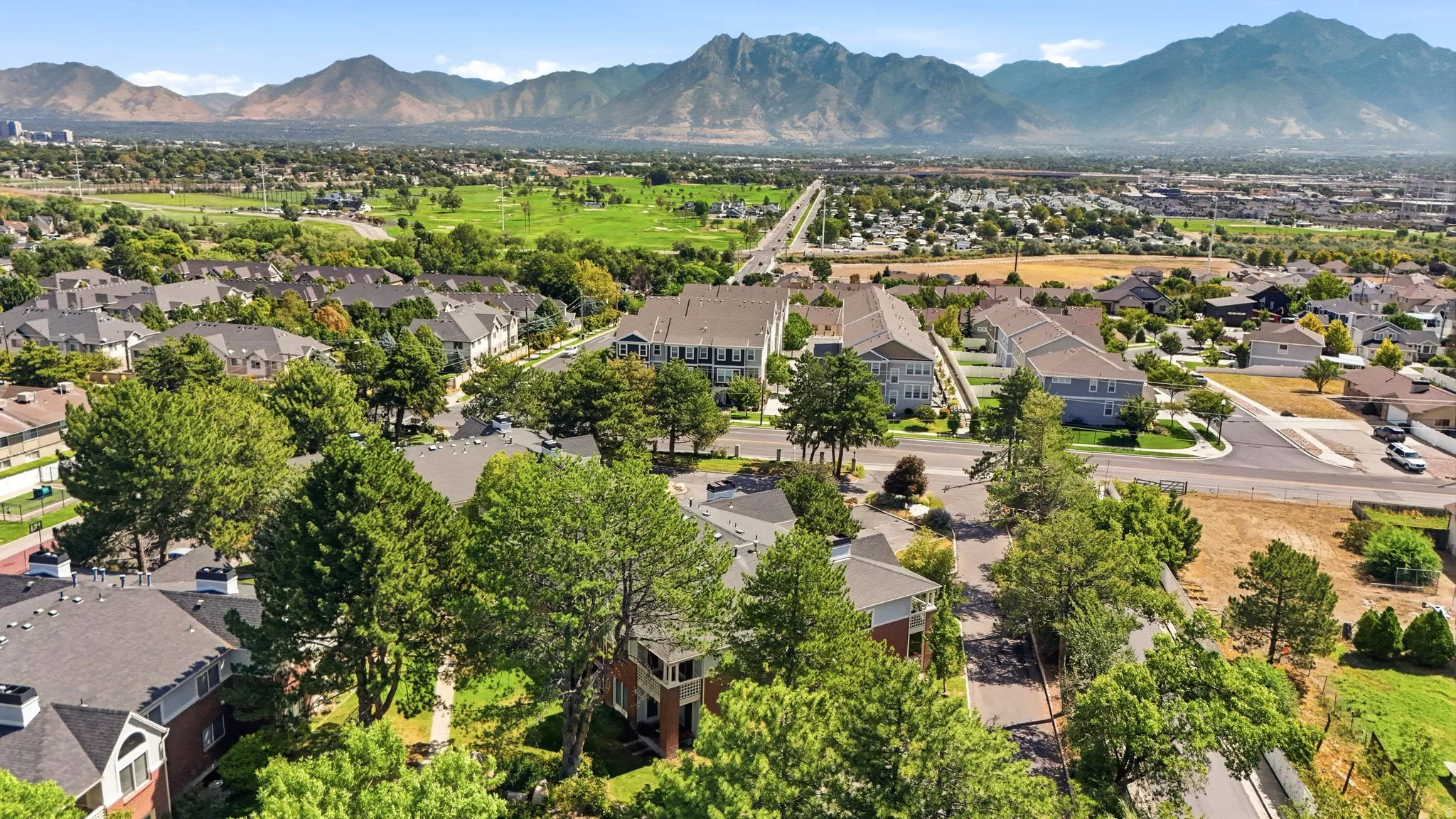 Expansive residential area with a prominent mountainous backdrop