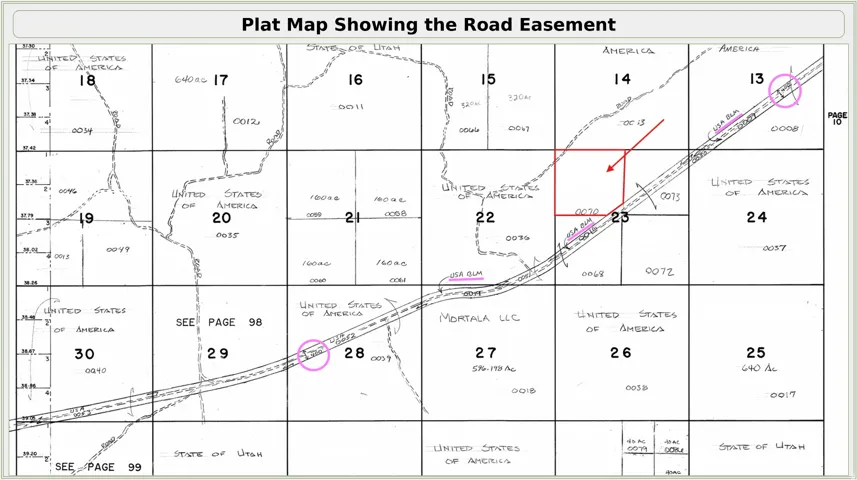 Plat Map. Illustrating the road easement across the property boundaries