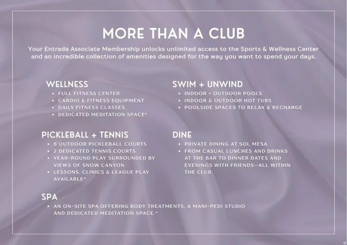 Membership Amenities Overview. Detailing the facilities and services available to members