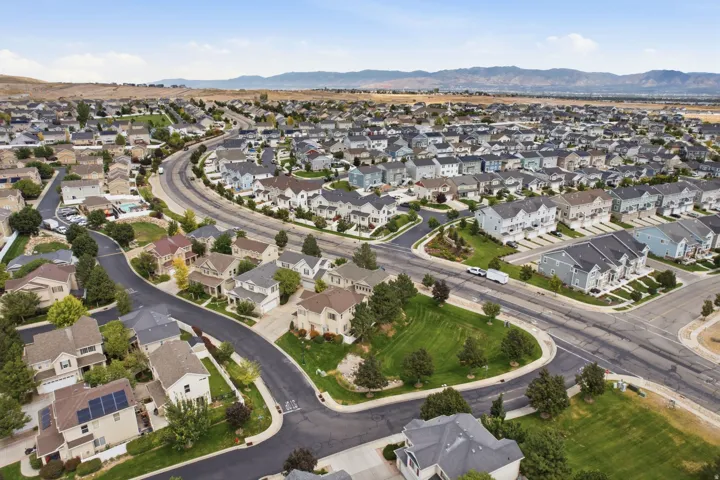 Residential development featuring varied architectural styles and mature landscaping