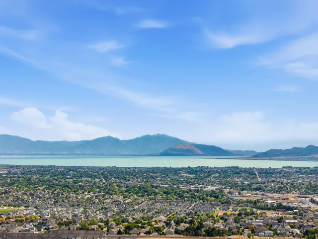 Mountain and lake views can be seen from both inside and outside the home.