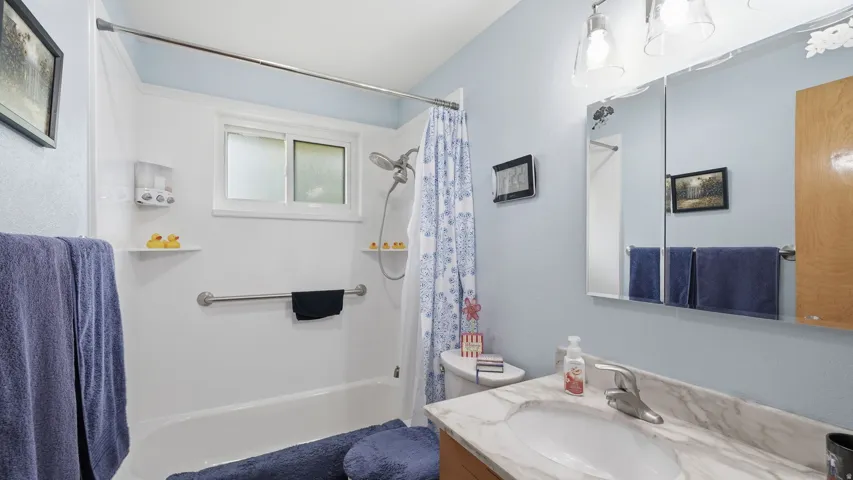 Bright, updated bathroom.