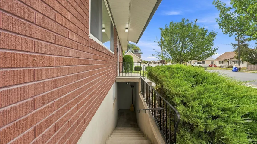 Exterior basement staircase.