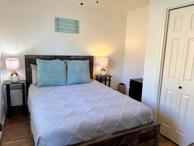 Wood-finish flooring throughout