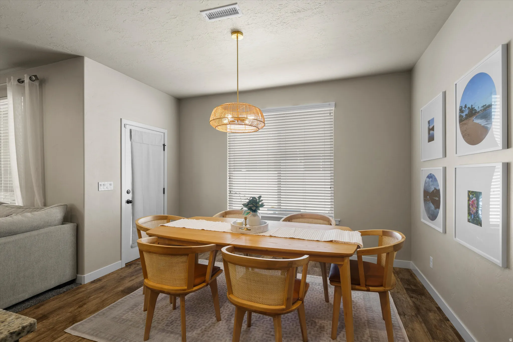 Wood-finish flooring throughout