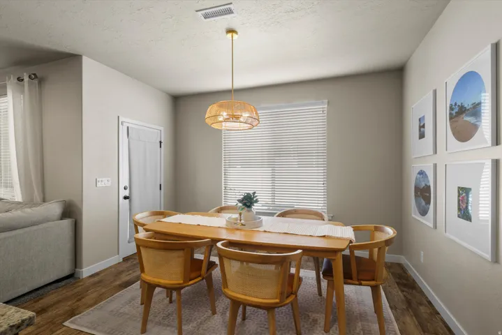 Wood-finish flooring throughout