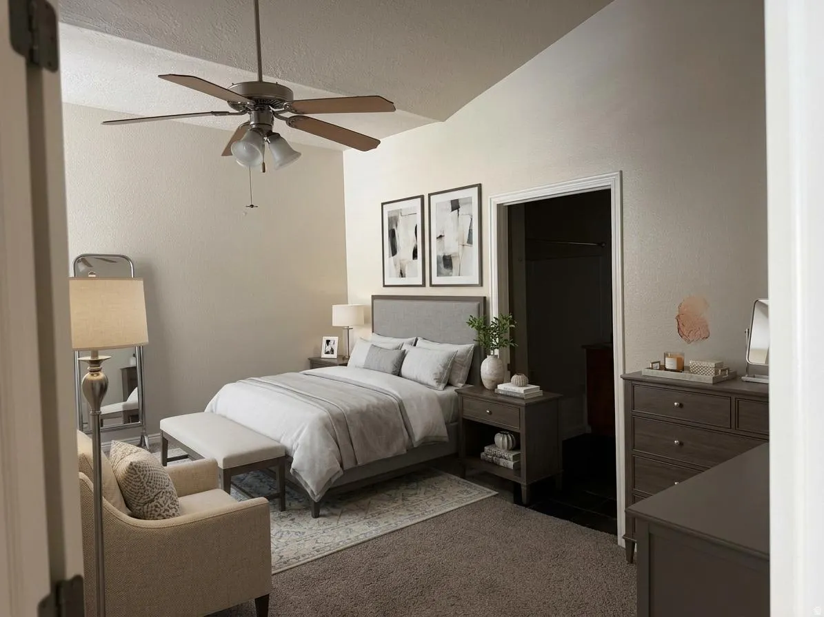 Master bedroom virtually staged.