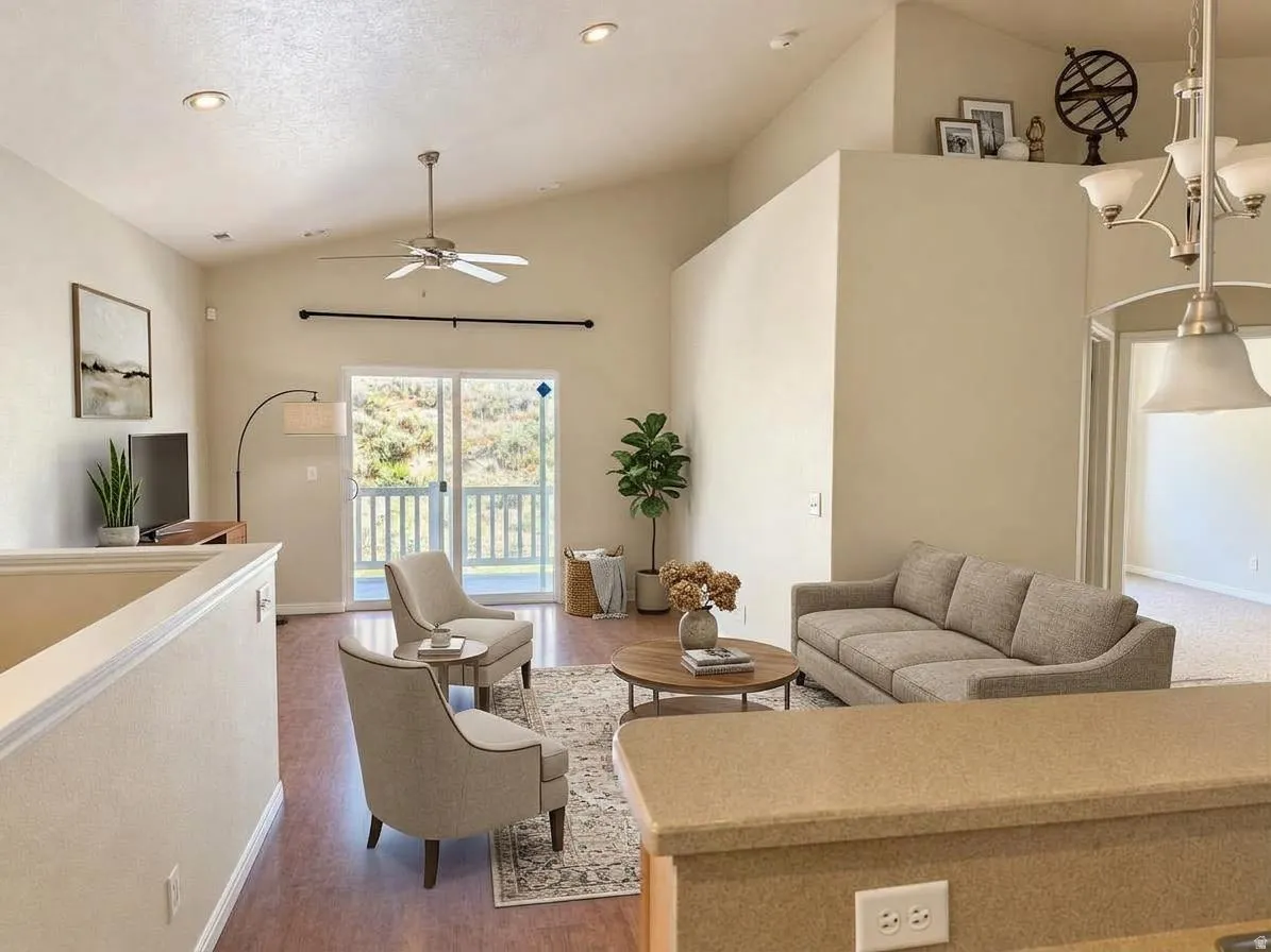 Family room virtually staged.