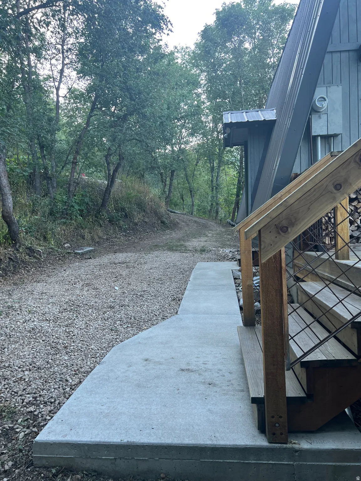 Parking next to the cabin.