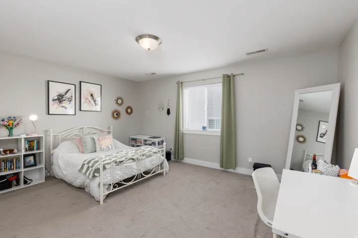 Wall-to-wall carpeting and a ceiling-mounted light fixture