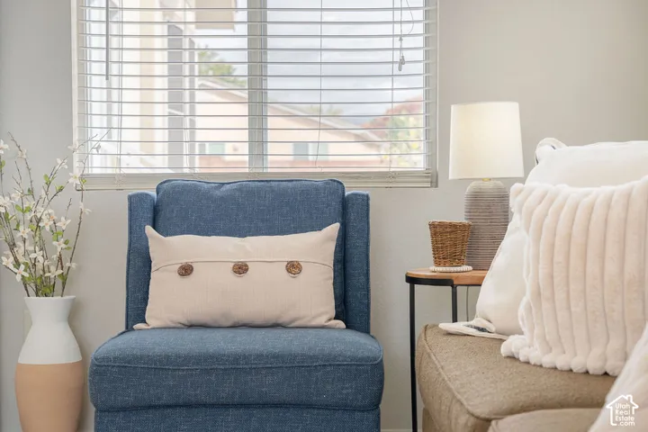 Horizontal window with adjustable blinds