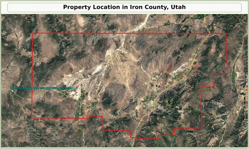 Property Location Map, Iron County, Utah. Illustrating the geographical boundaries of the property within its county context