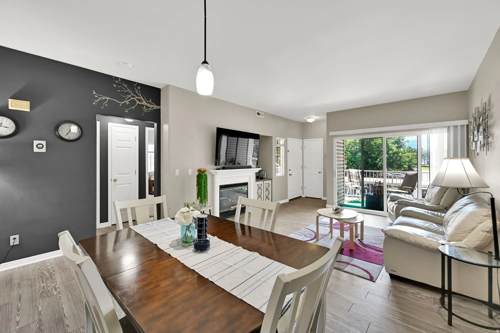 Wood-finish flooring throughout