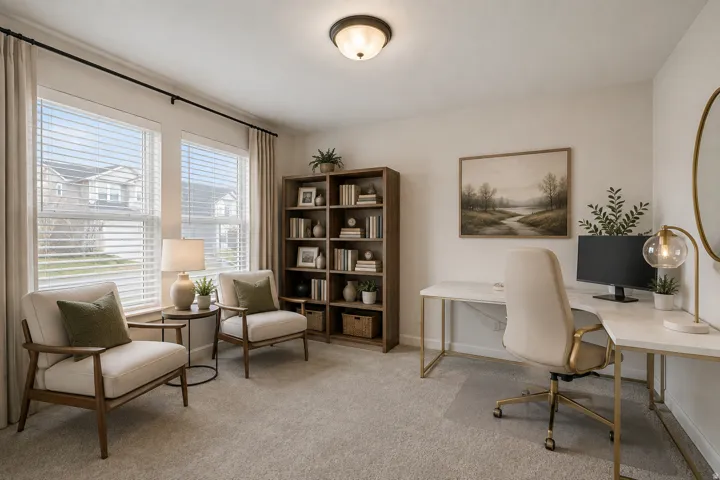 Office virtually staged for decoration ideas