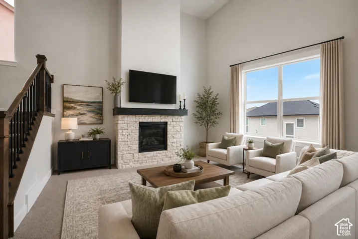 Great room virtually staged for decoration ideas