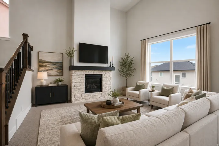 Great room virtually staged for decoration ideas