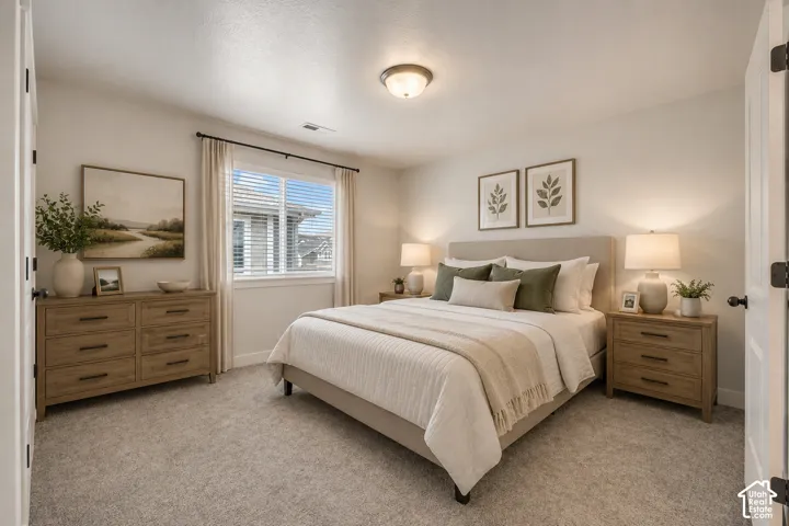 1st bedroom virtually staged for decoration ideas
